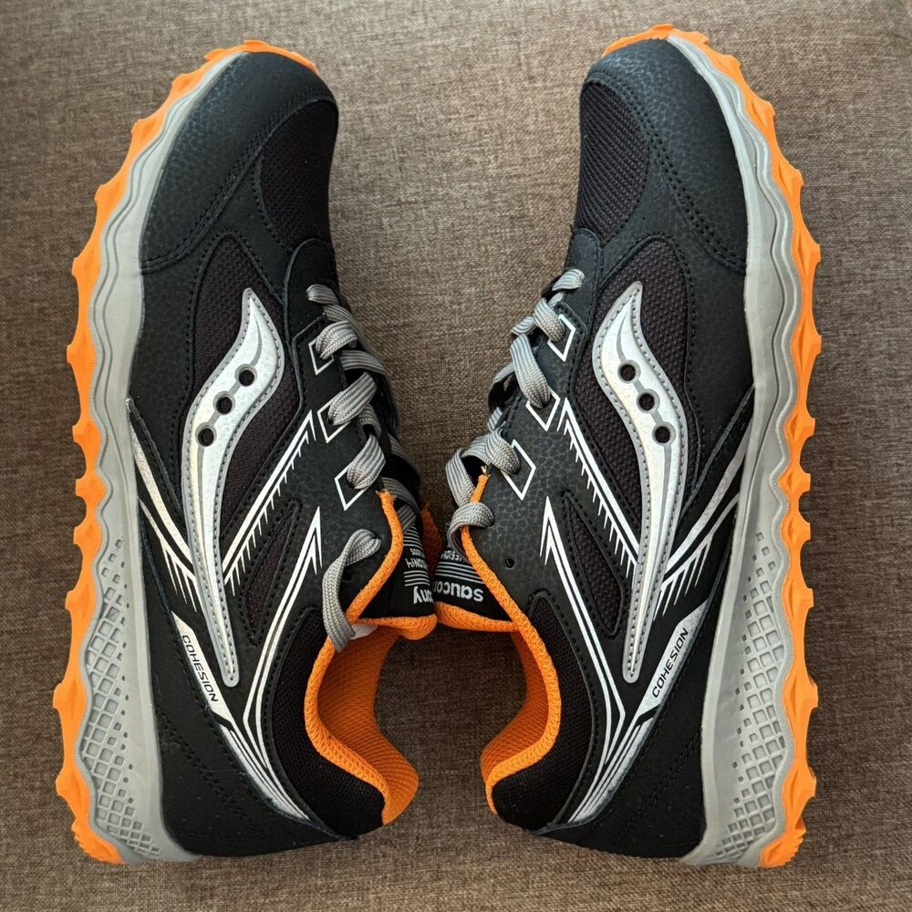 NEW Saucony Cohesion TR14 LTT Men’s 7W Trail Running Shoes Black Orange Wide